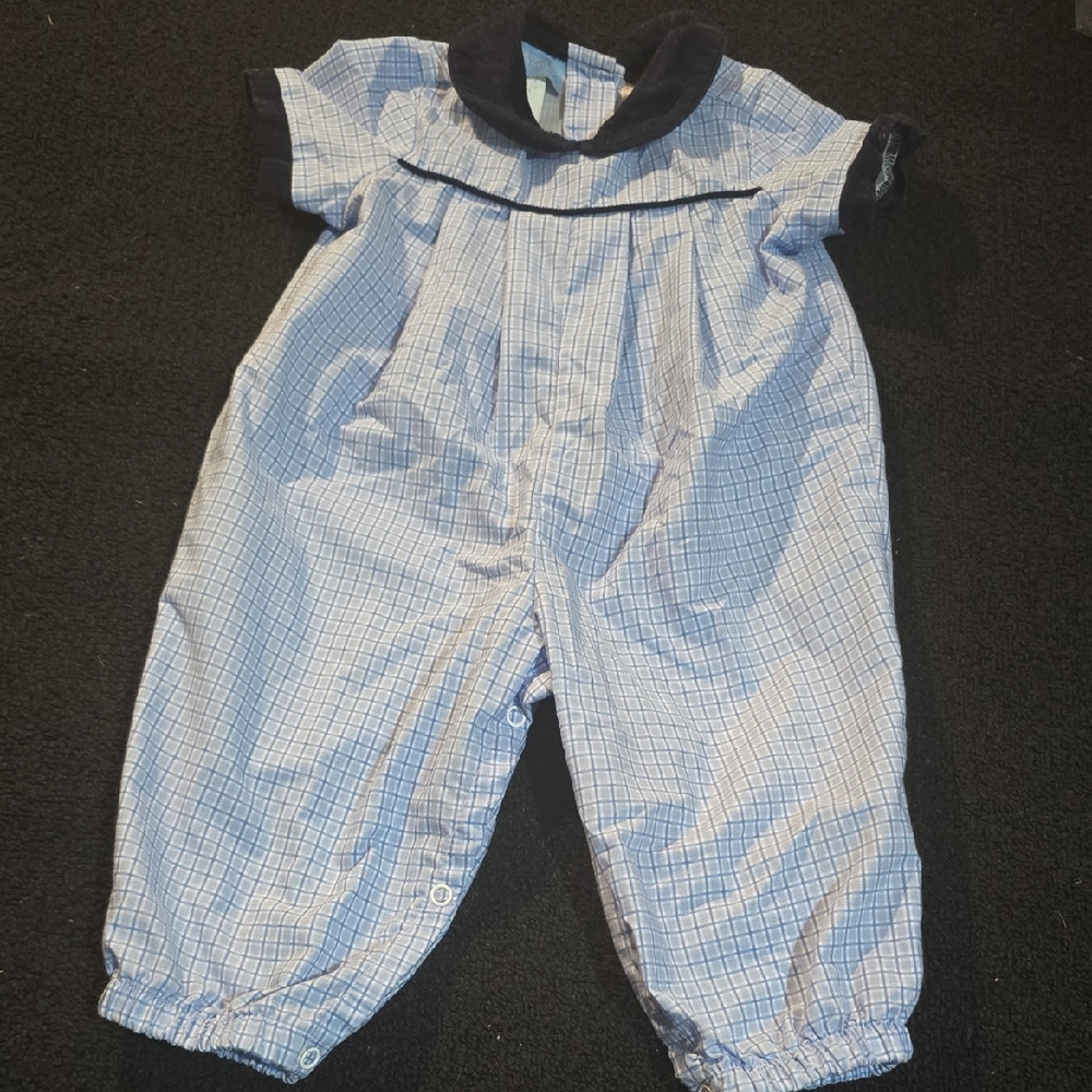 Charming Little One Blue Checkered Baby Romper
